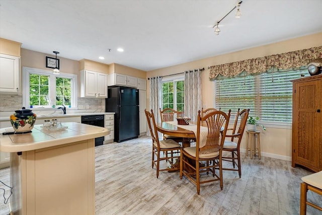 63 Shrine Ave Unit 1, West Boylston, MA 01583 - dining area featuring light wood-style flooring, healthy amount of natural light, baseboards, rail lighting, and recessed lighting
