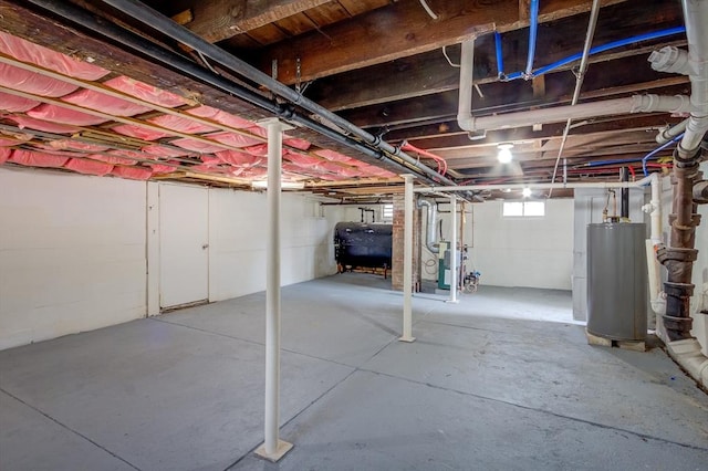 basement with heating fuel and gas water heater