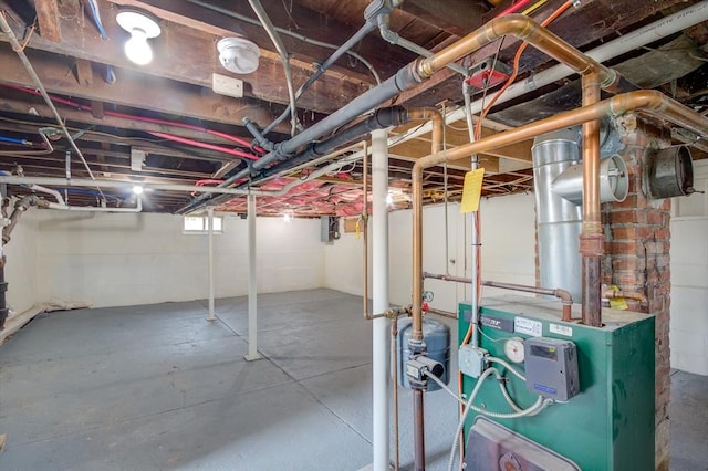 basement with a heating unit