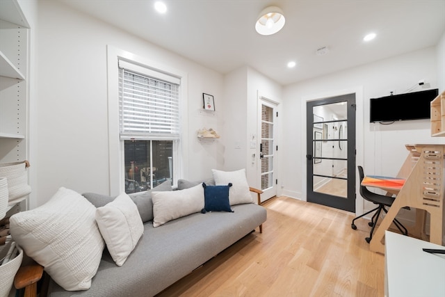 living room with light wood-type flooring