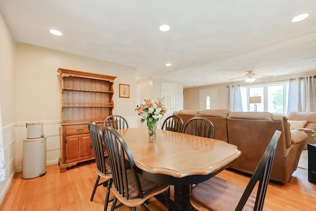 15 Ashlee Gln, Lynn, MA 01904 - dining area with light wood-type flooring, a ceiling fan, and recessed lighting