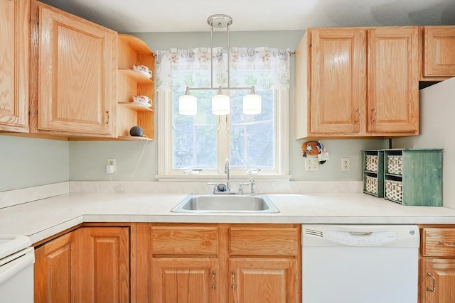 15 Ashlee Gln, Lynn, MA 01904 - kitchen featuring dishwasher, a sink, light brown cabinets, and light countertops