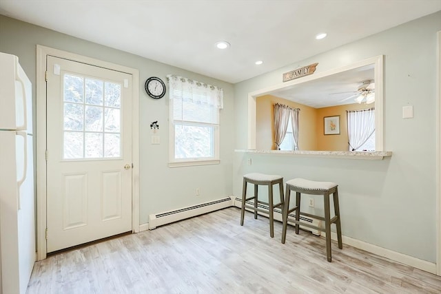 15 Ashlee Gln, Lynn, MA 01904 - entryway with wood finished floors, baseboard heating, baseboards, recessed lighting, and ceiling fan