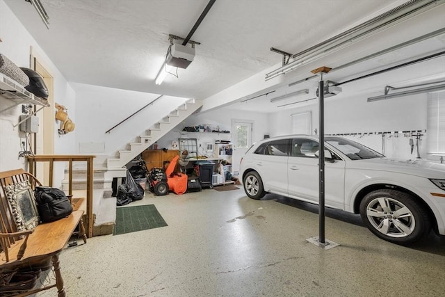 garage with a garage door opener