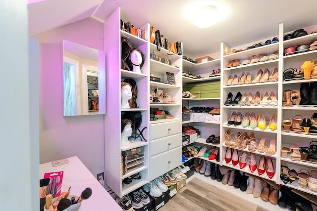 spacious closet featuring wood finished floors