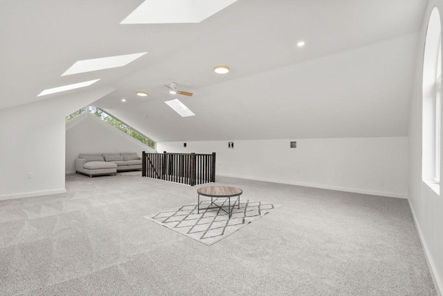 174 Gilbert St, Mansfield, MA 02048 - additional living space with a skylight, vaulted ceiling, carpet, healthy amount of natural light, and recessed lighting