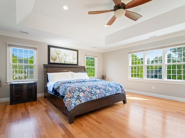 231 Gulf St, Shrewsbury, MA 01545 - bedroom featuring a raised ceiling, crown molding, multiple windows, wood finished floors, and baseboards