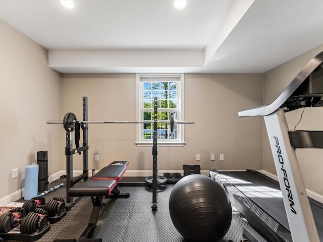 231 Gulf St, Shrewsbury, MA 01545 - exercise room featuring baseboards and recessed lighting