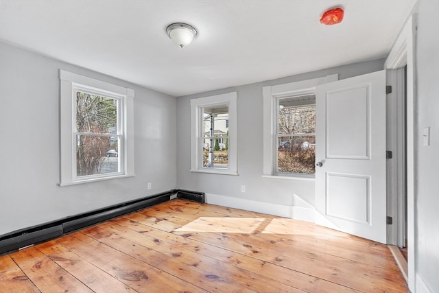 spare room with light wood-type flooring