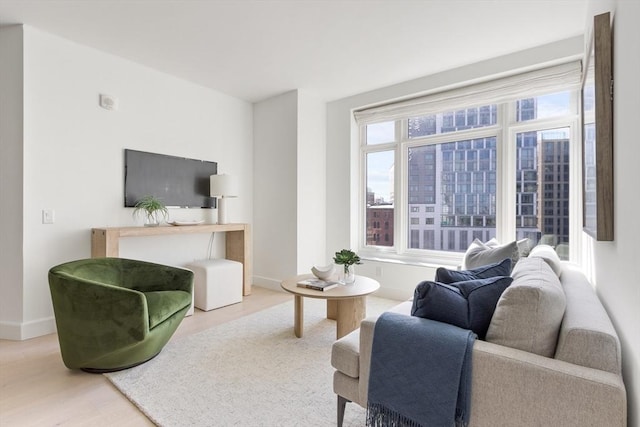 living room with hardwood / wood-style floors