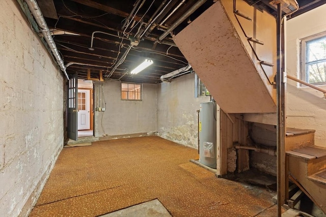 below grade area featuring gas water heater