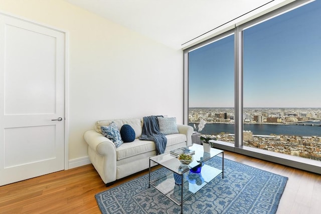 1 Dalton St Unit 5102, Boston, MA 02115 - living area with expansive windows and wood finished floors