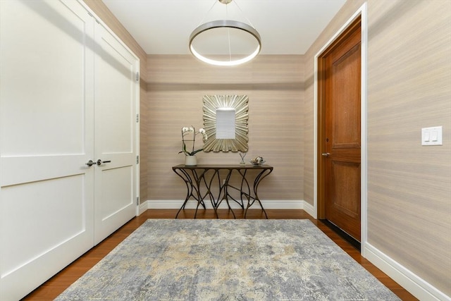 1 Dalton St Unit 5102, Boston, MA 02115 - hallway featuring wallpapered walls and dark wood-style floors
