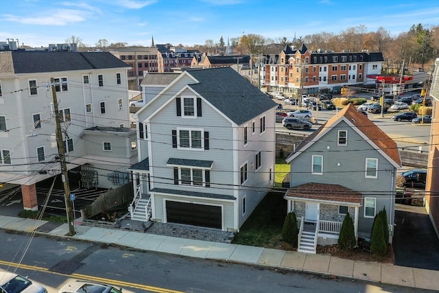 aerial view with a residential view