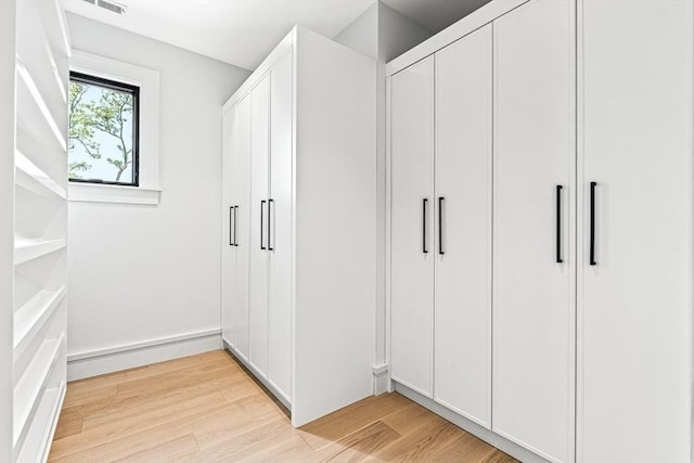 walk in closet featuring light wood finished floors