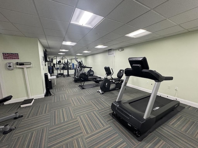 1550 Worcester Rd Unit 503, Framingham, MA 01701 - gym featuring carpet, baseboards, and a drop ceiling