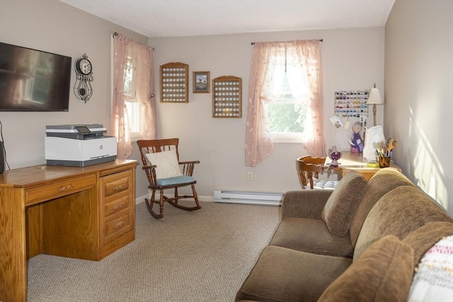 140 Heritage Dr Unit 140, Northbridge, MA 01588 - living room featuring baseboard heating and light carpet