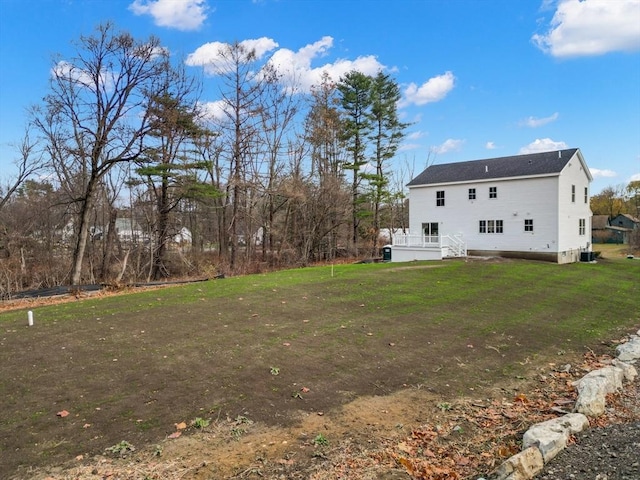 view of yard featuring a wooden deck