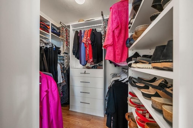 spacious closet featuring wood finished floors