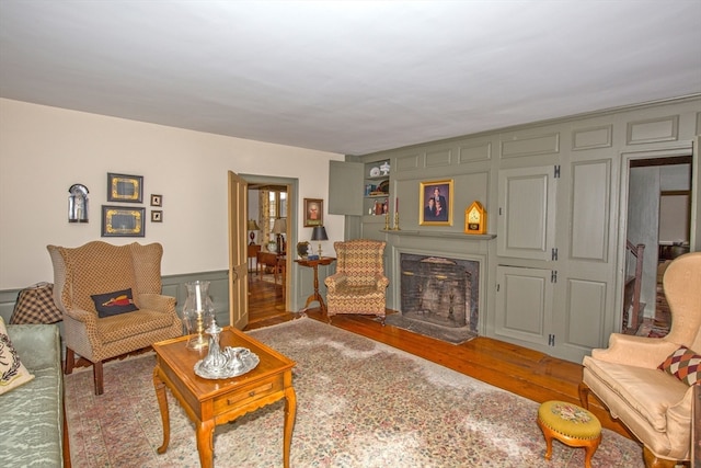 living room with hardwood / wood-style floors