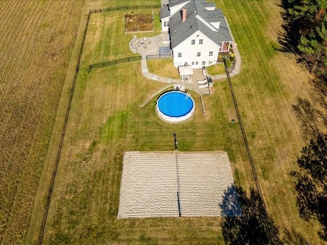 aerial view with a rural view