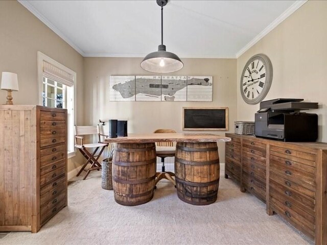 143 Clemence Hill Rd, Southbridge, MA 01550 - carpeted dining space featuring a desk and crown molding