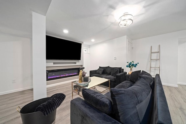 living room featuring light wood-type flooring