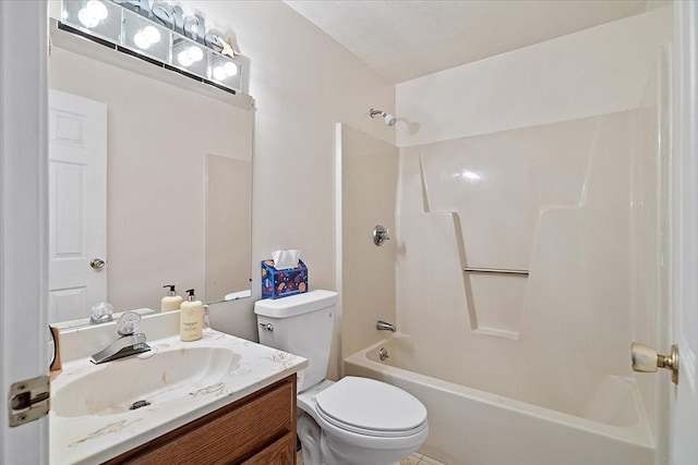 full bathroom with vanity, shower / bathing tub combination, and toilet