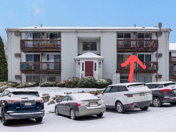 view of snow covered building