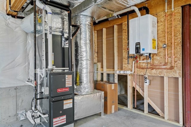 utility room with water heater