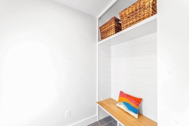 mudroom with tile patterned floors
