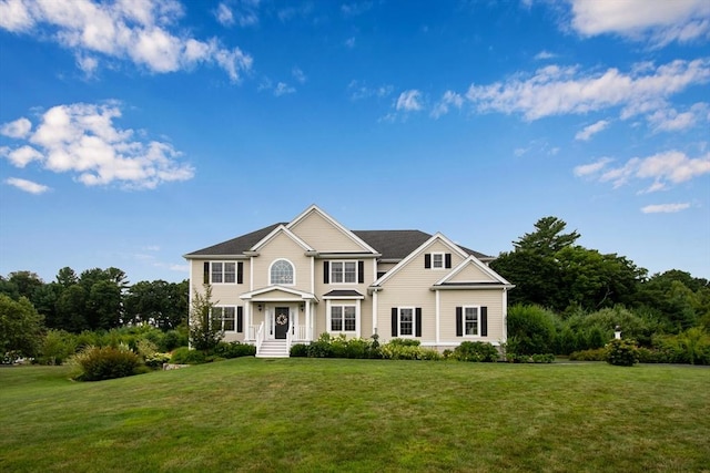 view of front of home with a front yard