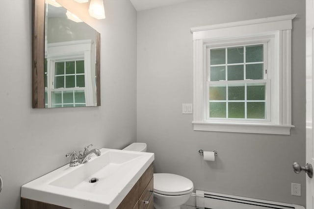 14 E Division St, Holbrook, MA 02343 - half bath featuring vanity, baseboard heating, and toilet