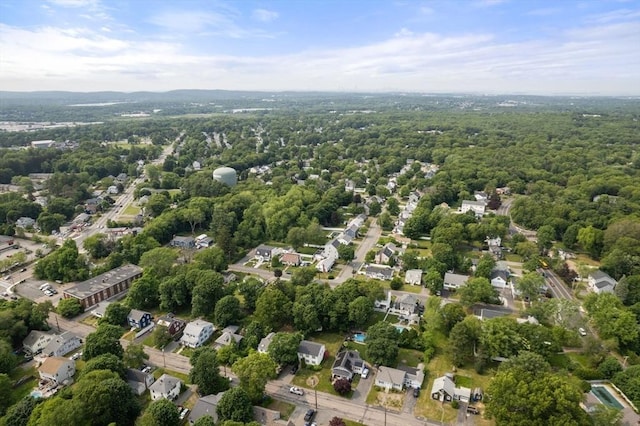 14 E Division St, Holbrook, MA 02343 - aerial view of property and surrounding area featuring a heavily wooded area and nearby suburban area