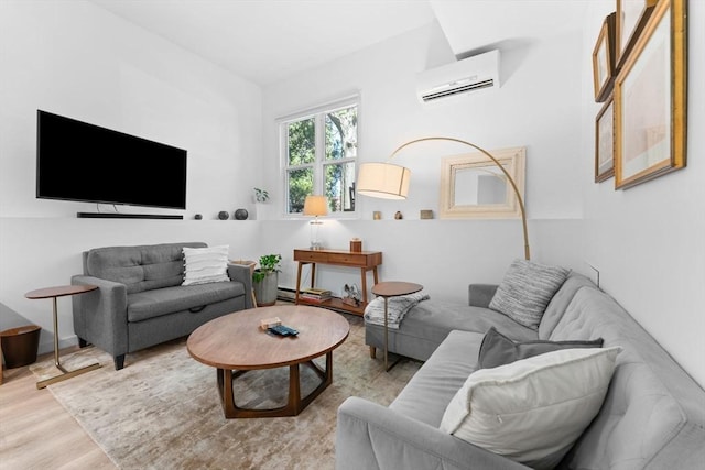 2A Brewer St, Boston, MA 02130 - living area featuring a wall unit AC and wood finished floors