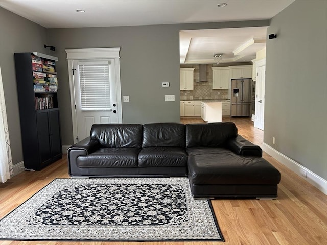 61 School St Unit B, Natick, MA 01760 - living area with light wood-type flooring and recessed lighting