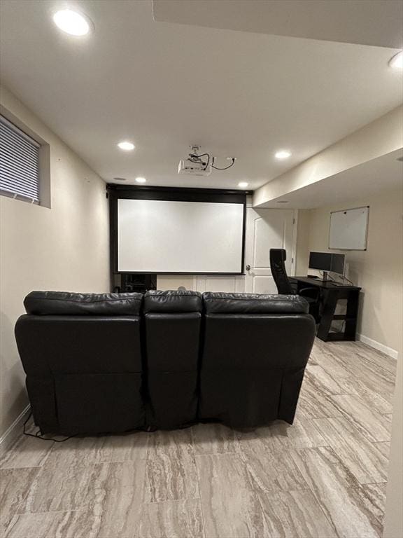61 School St Unit B, Natick, MA 01760 - cinema room featuring baseboards and recessed lighting