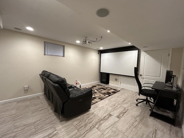 61 School St Unit B, Natick, MA 01760 - cinema with baseboards and recessed lighting