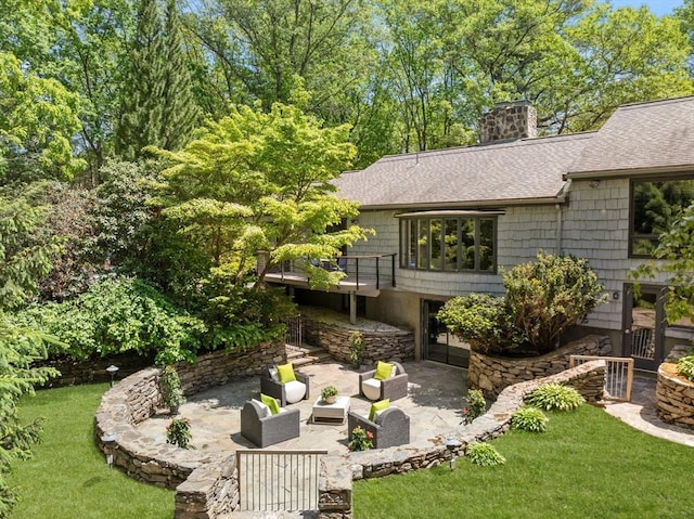 169 Hickory Rd, Weston, MA 02493 - view of grassy yard with a patio and outdoor lounge area