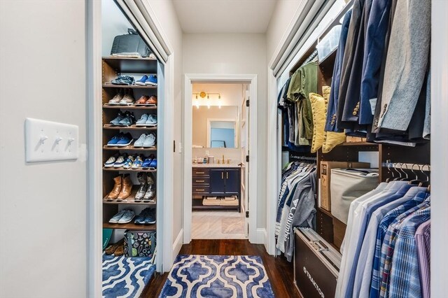 101 Draper St Unit 3, Boston, MA 02122 - walk in closet featuring dark wood-type flooring