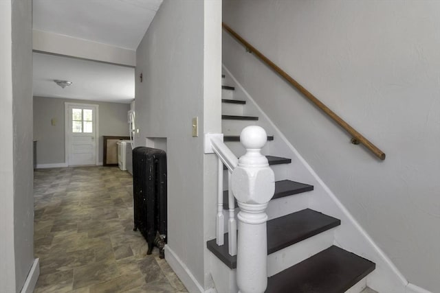 82 Grove St, North Brookfield, MA 01535 - stairway featuring stone finish floors and baseboards