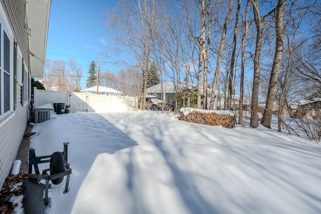 snowy yard with cooling unit