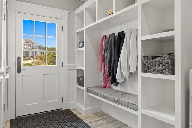 mudroom with light wood-type flooring