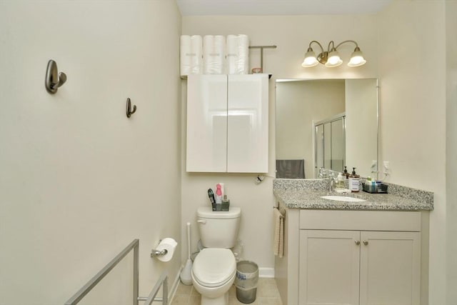 110 Trotter Rd Unit 104, Weymouth, MA 02190 - bathroom featuring vanity, an enclosed shower, and tile patterned flooring