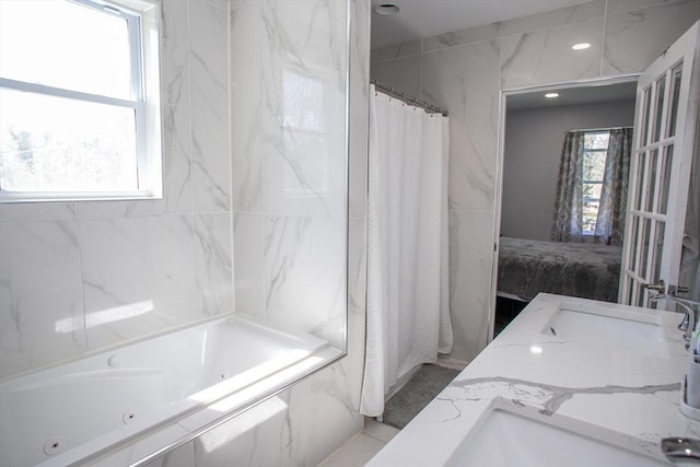 32 Leverett Rd, Shutesbury, MA 01072 - full bathroom featuring a combined bath / shower with jetted tub and vanity