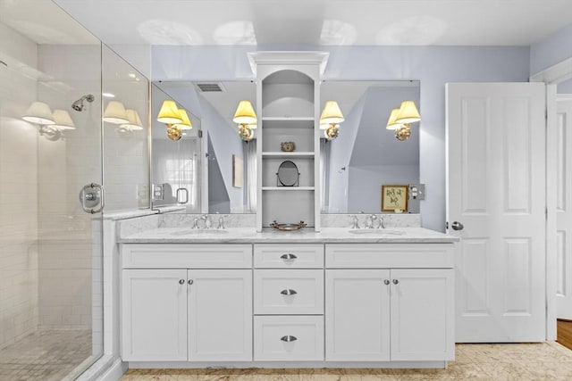 44 Sunset Ridge Ln Unit 44, Bolton, MA 01740 - full bathroom featuring a stall shower and double vanity