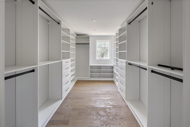 walk in closet featuring light wood-style floors