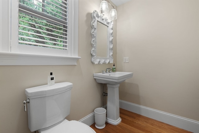 bathroom featuring toilet and hardwood / wood-style flooring