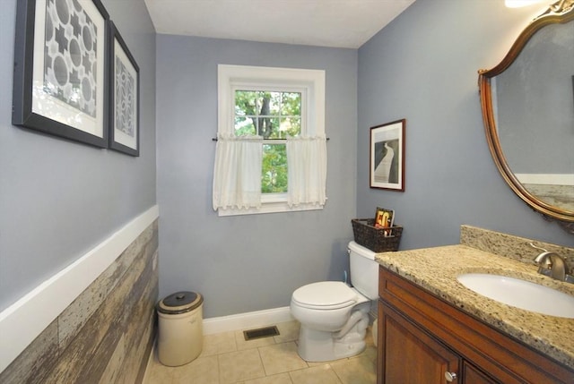 9 Pine Grove Rd, Westford, MA 01886 - half bath featuring toilet, visible vents, tile patterned flooring, and vanity