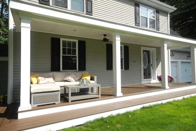 9 Pine Grove Rd, Westford, MA 01886 - exterior space featuring covered porch, an outdoor living space, and a garage